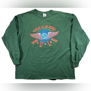 Vintage 1999 Truckers Rule Long Sleeve T Shirt Men's XL Green Texas Y2K Western